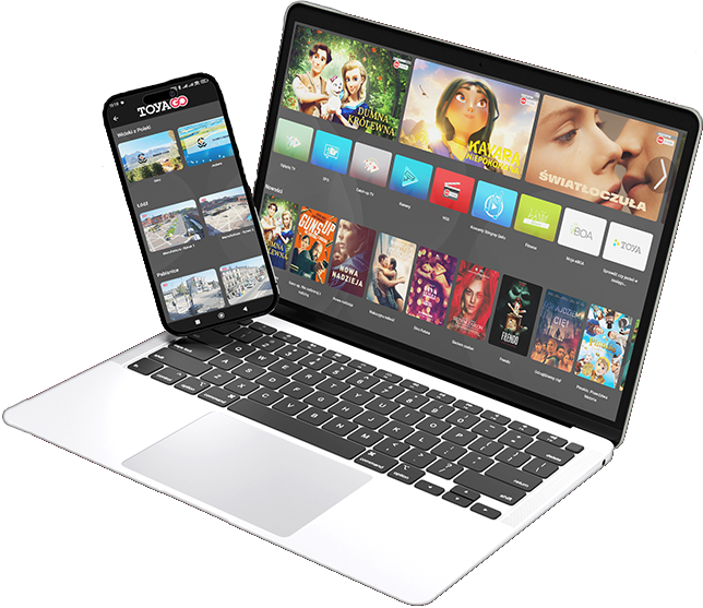 Aplikacja TOYA GO na laptopie i telefonie