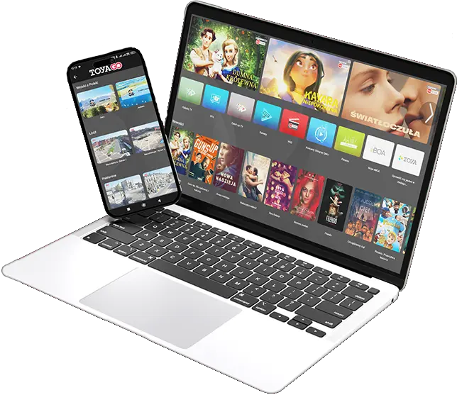 Aplikacja TOYA GO na laptopie i telefonie