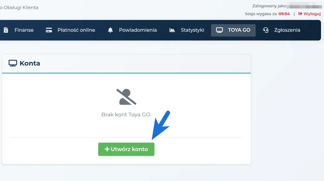 Przycisk Utwórz konto
